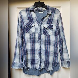 Sneek Peek Light Blue Plaid  Button-Up Shirt
